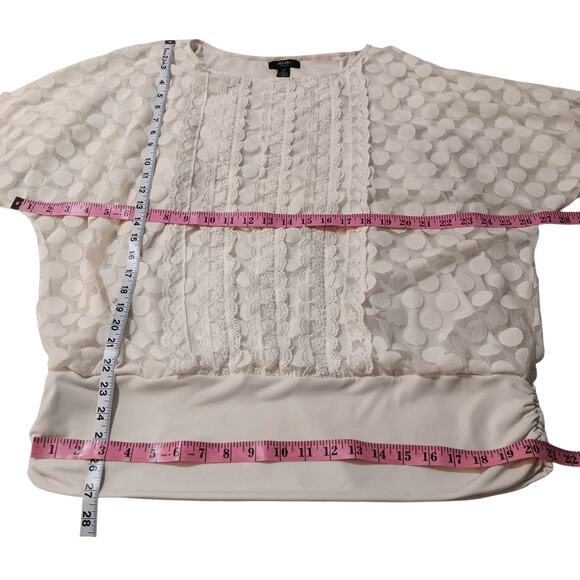 Alfani Top Blouse Stretchy Plus 2X Cream Lacey Blousy Cottage Boho Career Travel - Picture 4 of 11